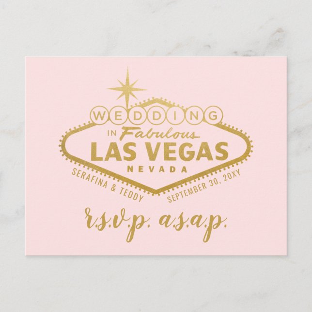 Pink Gold Las Vegas Mariage RSVP Réponse Carte Pos (Devant)