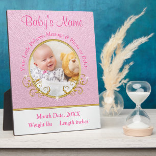 Pink Gold PHOTO et Baby Birth Information Plaques
