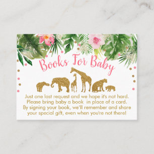 Pink & Gold Safari Animal Baby Book Demande Cartes