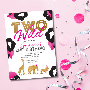 Pink Gold Safari Deux Wild 2e Invitation anniversa