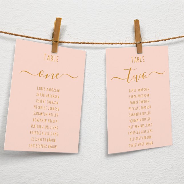 Pink Gold Script Modern Simple Seating Chart Card  (Créateur téléchargé)