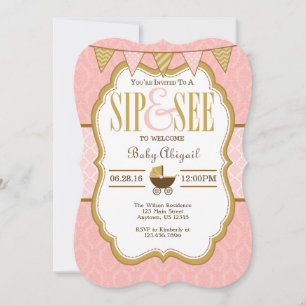 Pink Gold Sip Et Voir Invitation