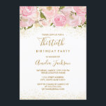 Pink Gold Sparkle Rose 30e anniversaire Invitation<br><div class="desc">Invitations florales plus élégantes dans le Little Bayleigh Store! nous avons utilisé des images de www.createthecut.com</div>