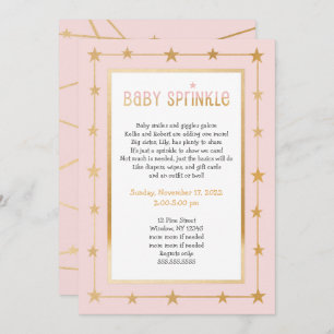 Pink Gold Stars moderne fille invitation d'arrosag