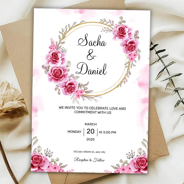 Pink Gold Wedding Invitation (Créateur téléchargé)