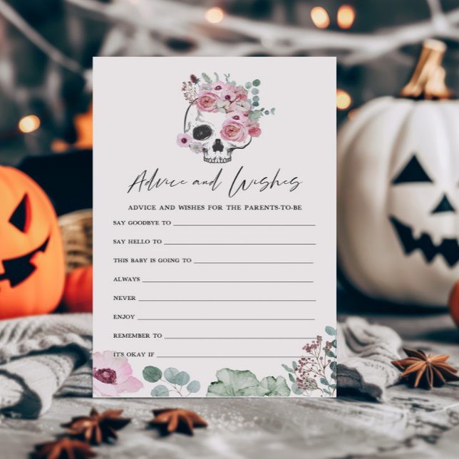 Pink Gothique Floral Crâne Conseils et voeux jeu (Floral Skull Baby Shower Advice and Wishes Game)