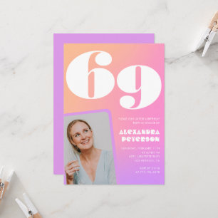 Pink Gradient 69e anniversaire invitation Retro Ph