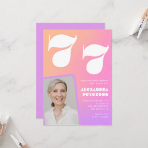 Pink Gradient 77e anniversaire invitation Retro Ph