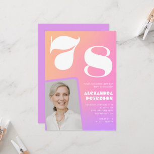 Pink Gradient 78e anniversaire invitation Retro Ph