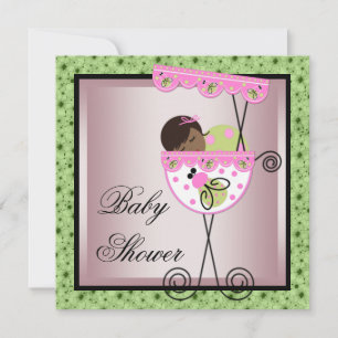 Pink Green Baby Girl Douche Invitations
