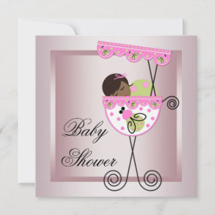 Pink Green Baby Girl Douche Invitations