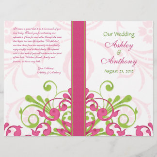 Pink Green Blanc Abstrait programme de mariage flo