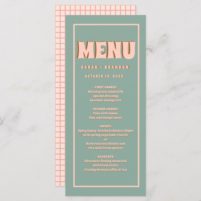 Pink Green Bold Super Typographie Mariage Menu (Créateur téléchargé)