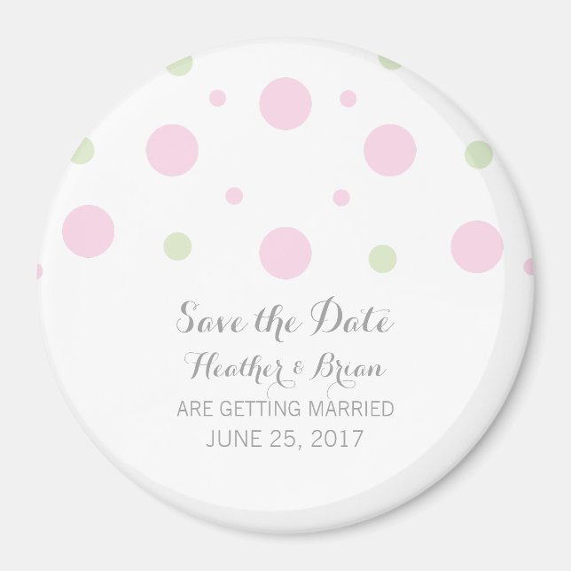 Pink Green Confetti Save the Date Magnet (Devant)