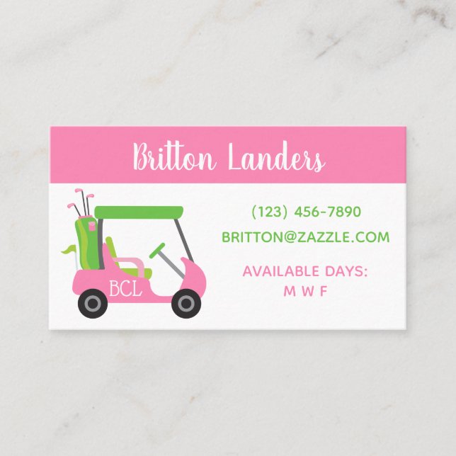 Pink & Green Golf Business ou cartes de contact (Devant)