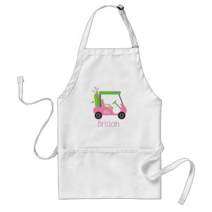 Pink & Green Golf Monogramme Tablier personnalisé