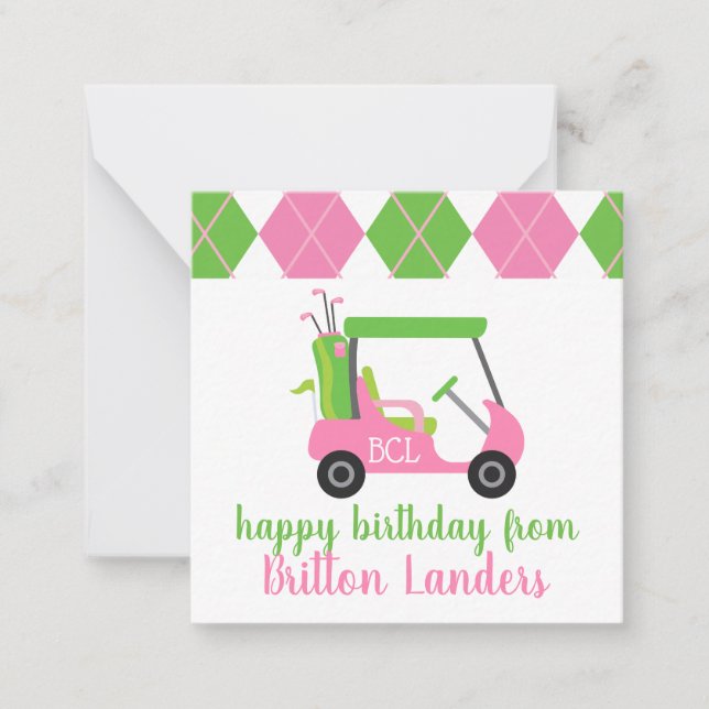 Pink & Green Golf Personnalisez Les Cartes Cadeaux (Devant)
