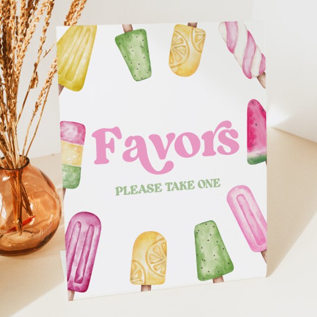 Pink Green Jaune Popsicle Party Faveurs Panneau de (Créateur téléchargé)