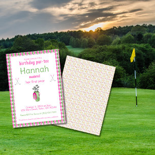 Pink Green Masters Golf Invitations de fête d'anni