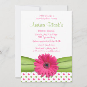 Pink Green Polka Dot Baby shower Invitation