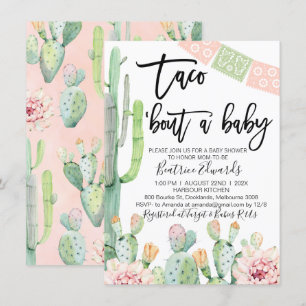 Pink Green Taco Bout A Baby Baby shower Invitation