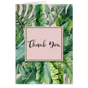 Pink & Green Tropical Feuille Merci