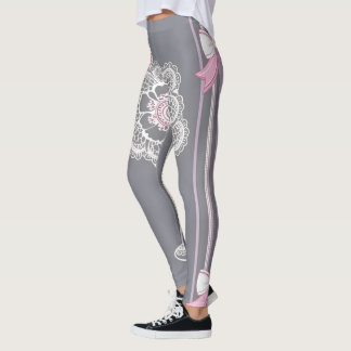Pink & Grey AI art Leggings