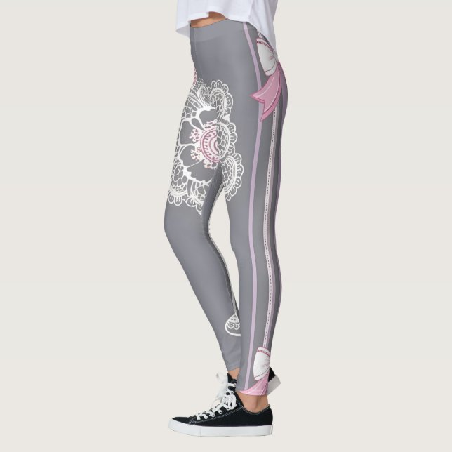 Pink & Grey AI art Leggings (Gauche)