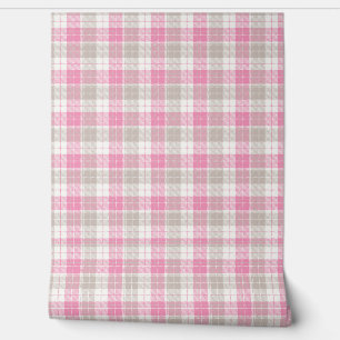 Pink Grey Plaid Moderne Style Vintage Papier peint