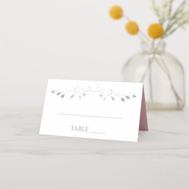 Pink & Grey Simple Élégant Mariage Cartes de lieu (Devant)