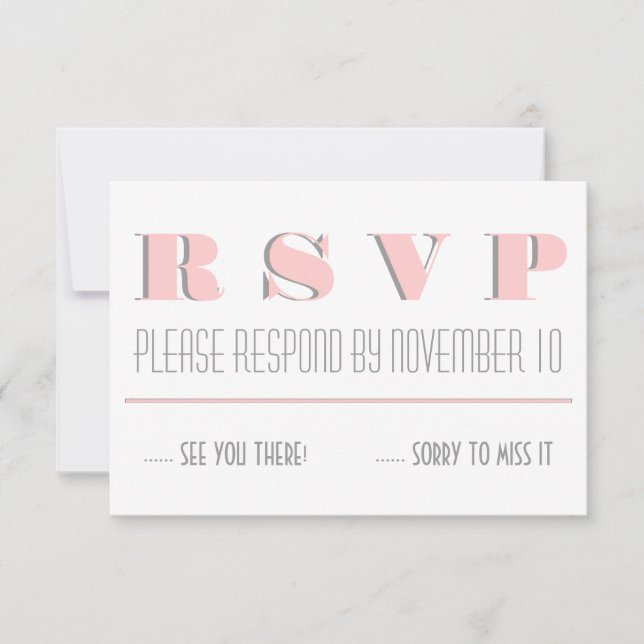 Pink, gris typographie moderne, mariage RSVP répon (Devant)