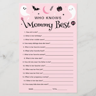 Pink Halloween Baby shower Qui Connaît Mommy Game