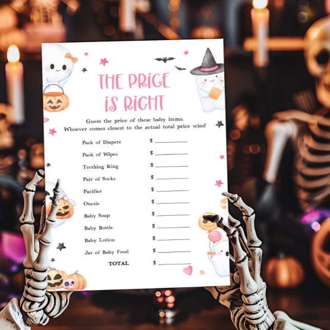 Pink Halloween Little Boo Le prix est le bon jeu (Baby is Brewing Baby Shower The Price is Right Game)