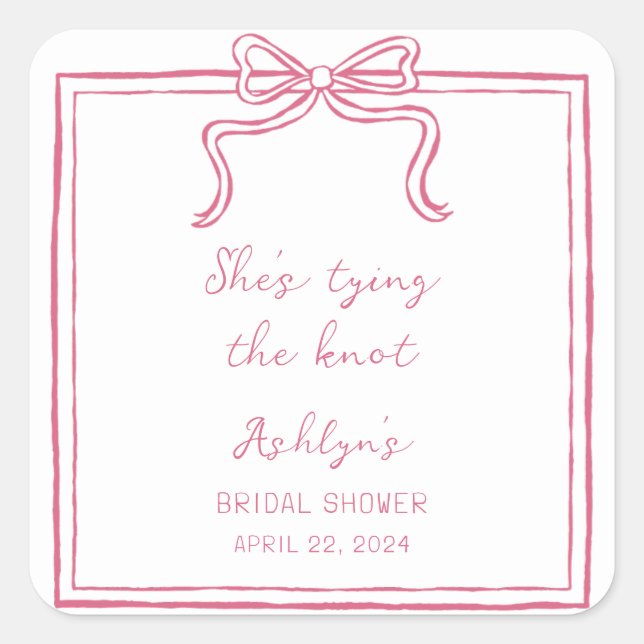 Pink Hand Drawn She's Tying the Knot Sticker (Devant)