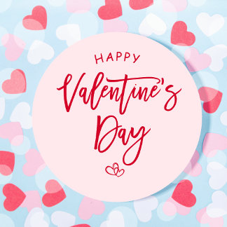 Pink Happy Valentine Favor Tag Stickers