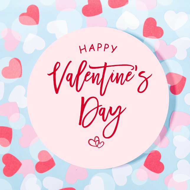 Pink Happy Valentine Favor Tag Stickers (Pink Happy Valentine Favor Tag Stickers)