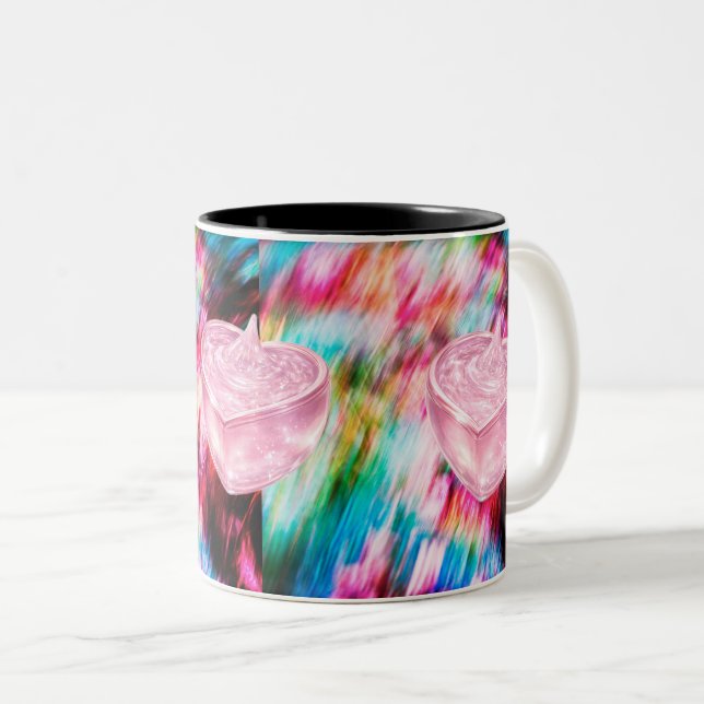 Pink Heart Crystal Abstract Art Mug (Devant droit)