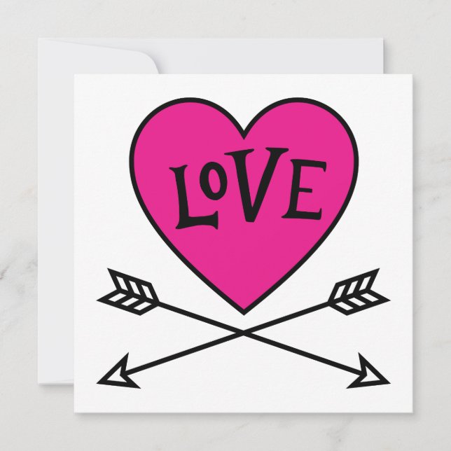 Pink Heart Cupid's Bows LOVE Flat Card (Devant)
