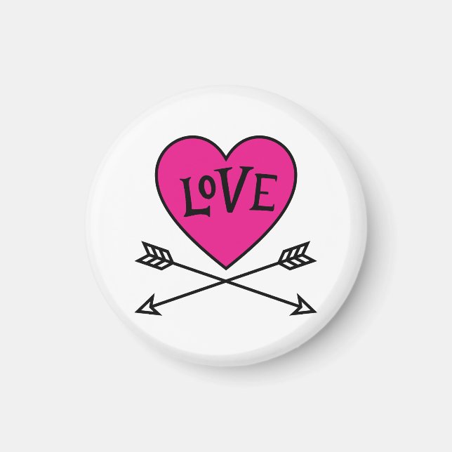 Pink Heart Cupid's Bows LOVE Magnet (Devant)