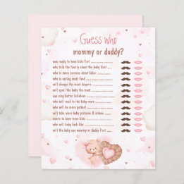 Pink Heart Devine Qui Maman Papa Baby shower Jeu
