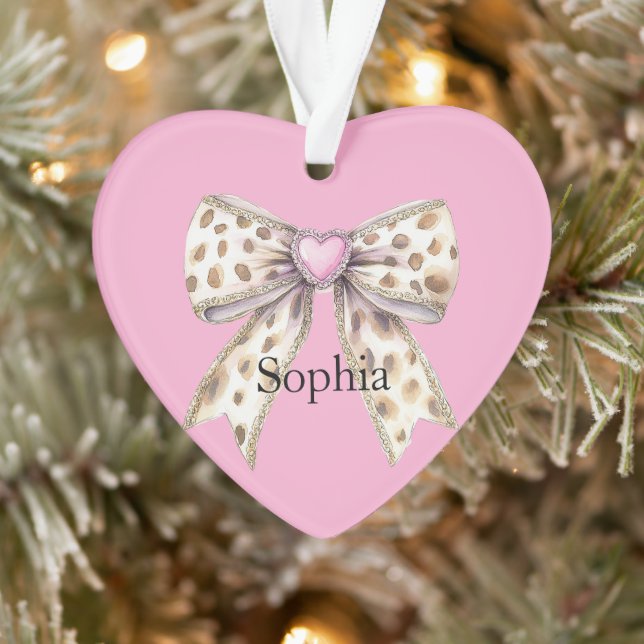 Pink Heart Leopard Girl Bow Noël (Arbre)