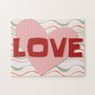 Pink Heart Love Retro Style Puzzle