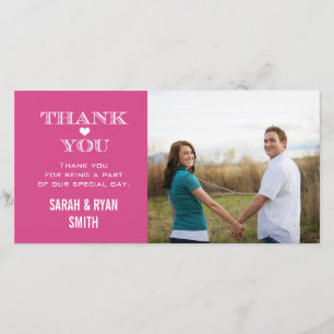 Pink Heart Mariage Photo Merci Cartes