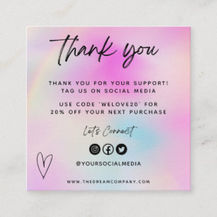 Pink Heart Media Insert Merci Mini Carte de visite