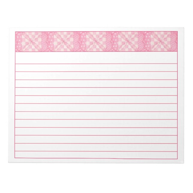 PINK HEART QUILT 11x8.5 Bloc-notes + lignes (Devant)