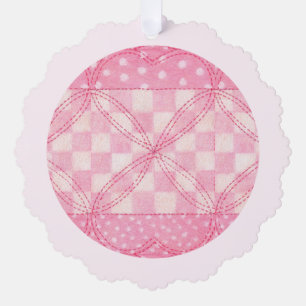 PINK HEART QUILT Papier à bascule Ornement / Rose