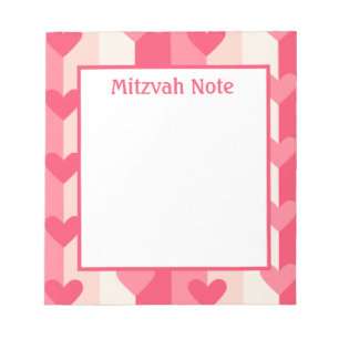 Pink Hearts Girls Mitzvah Notes Bloc-notes
