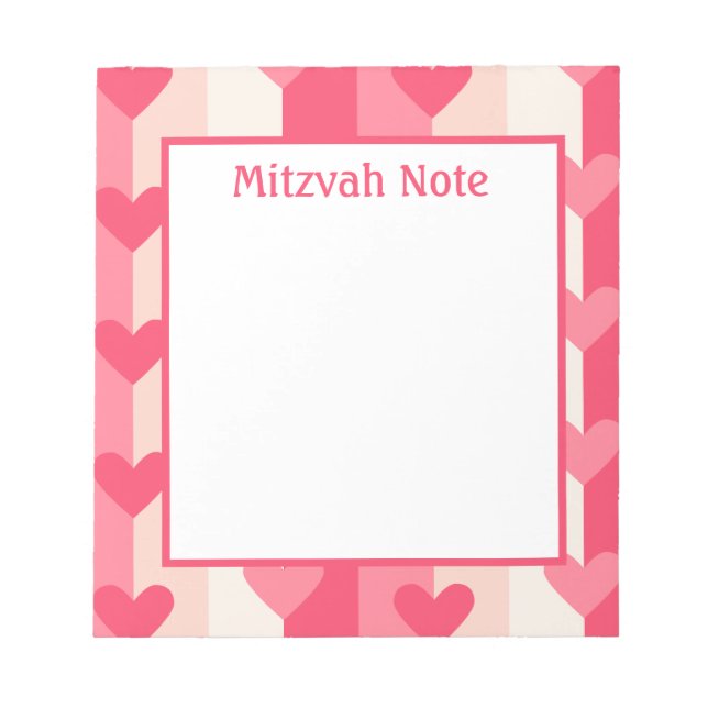 Pink Hearts Girls Mitzvah Notes Bloc-notes (Devant)