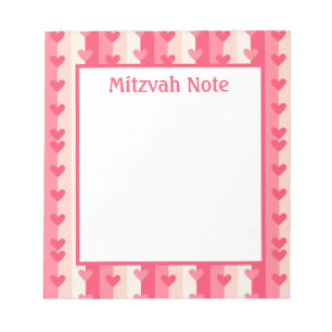 Pink Hearts Girls Mitzvah Notes Bloc-notes
