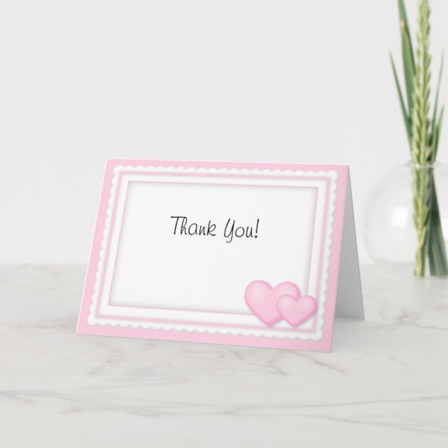 Pink Hearts Mariage Merci Notes (Devant)